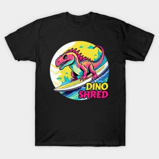 Anime Dinosaur Surfing Funny T-Shirt